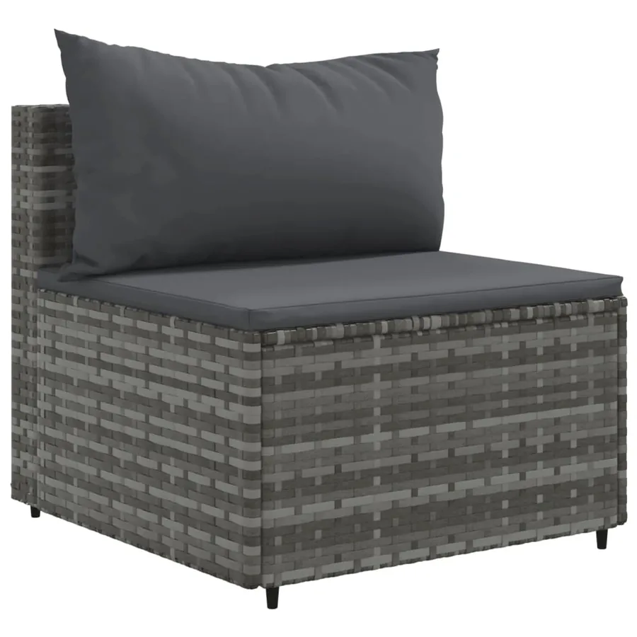 Salon de jardin 11 pcs avec coussins Gris Résine tressée - 4