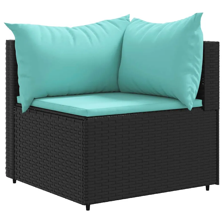 Salon de jardin 8 pcs avec coussins noir résine tressée - 3