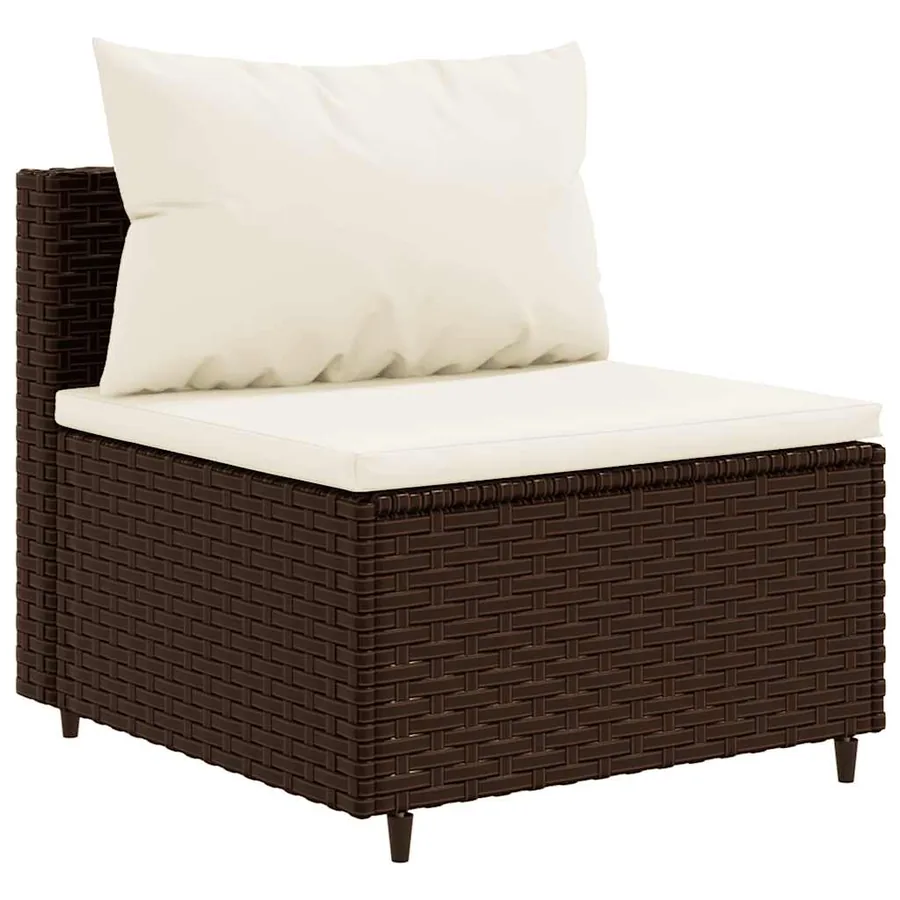Salon de jardin avec coussins 7 pcs marron résine tressée - 4