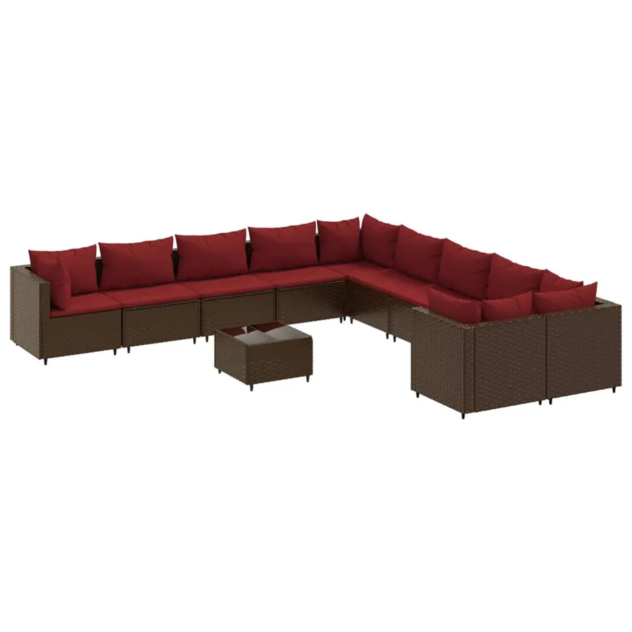 Salon de jardin et coussins 11 pcs marron résine tressée - 2