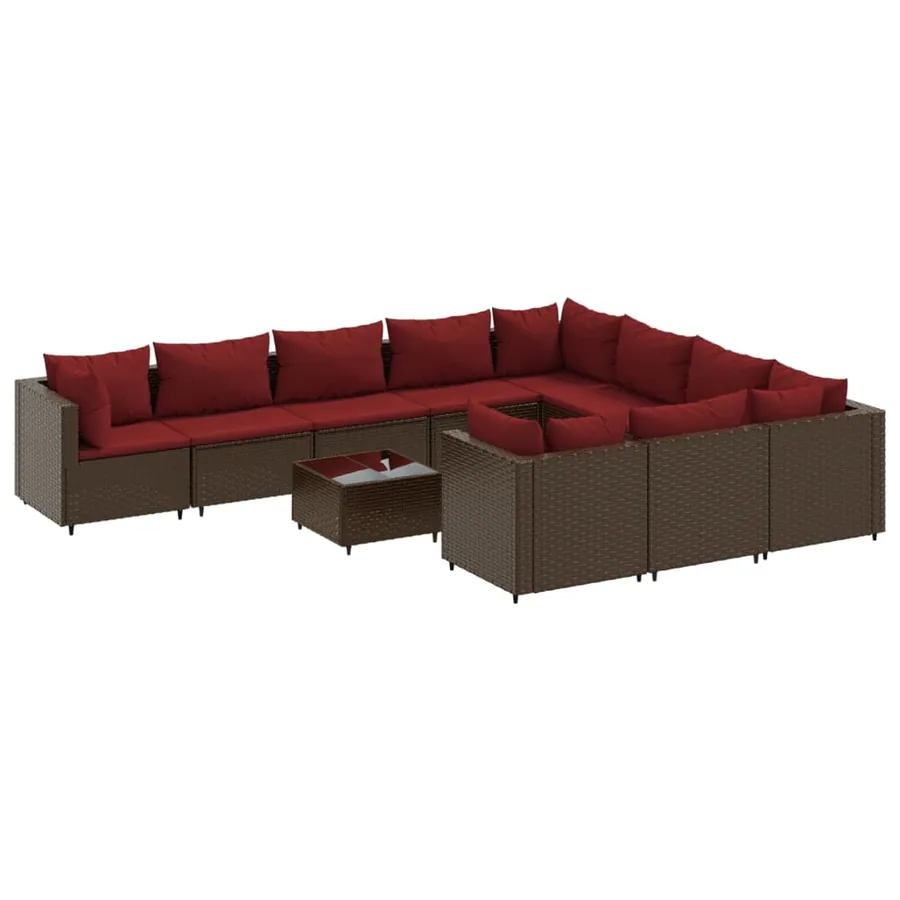 Salon de jardin et coussins 11 pcs marron résine tressée - 2