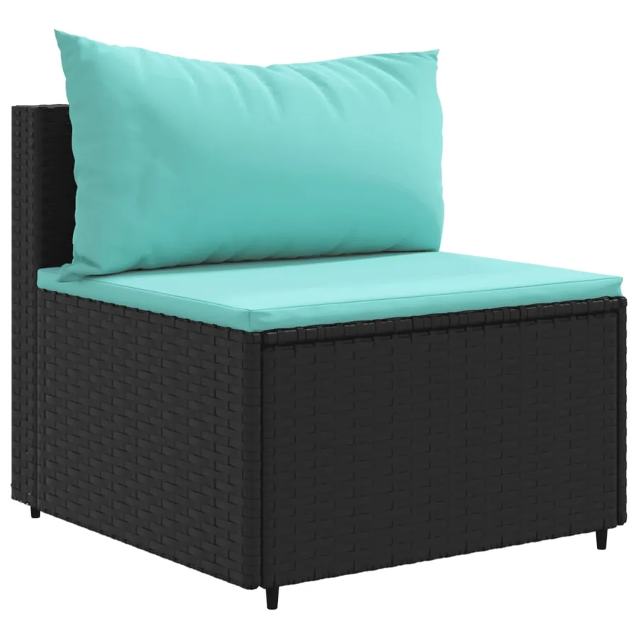 Salon de jardin 10 pcs avec coussins noir résine tressée - 4