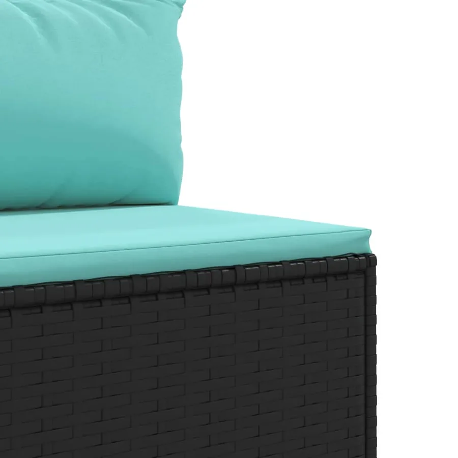 Salon de jardin 10 pcs avec coussins noir résine tressée - 6