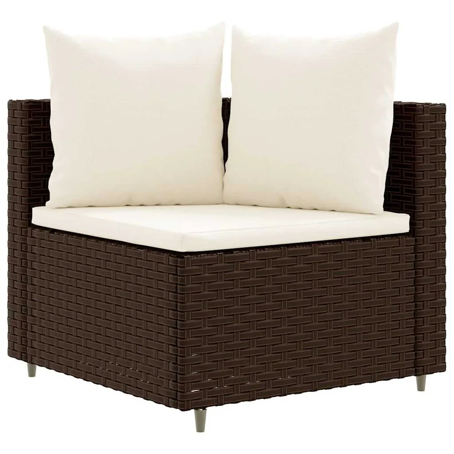 Salon de jardin avec coussins 5 pcs marron résine tressée - 3