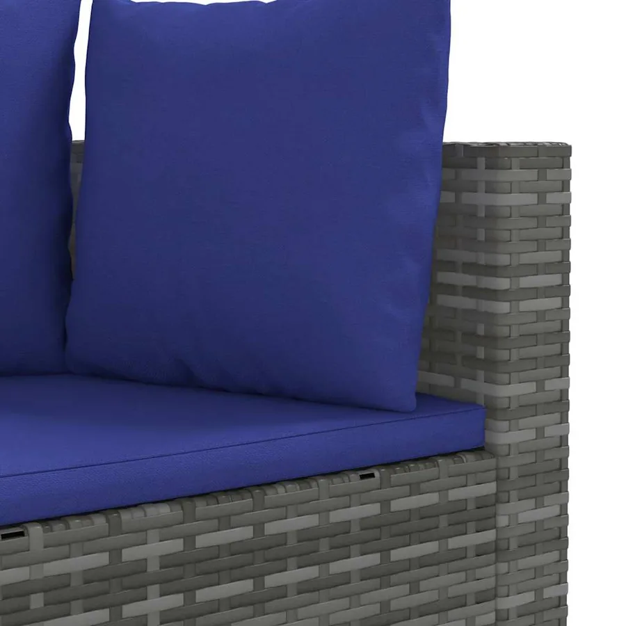 Salon de jardin avec coussins 7 pcs gris résine tressée - 6