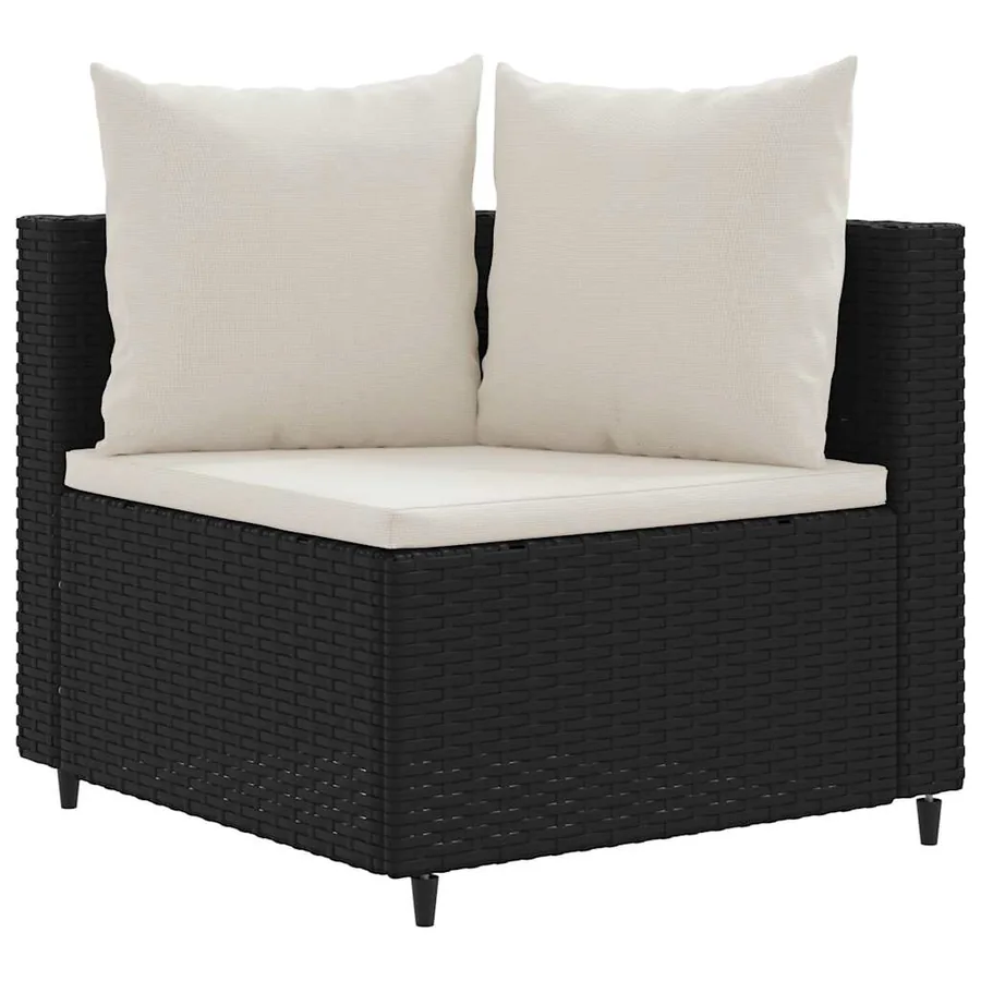 Salon de jardin 4 pcs avec coussins noir résine tressée - 3