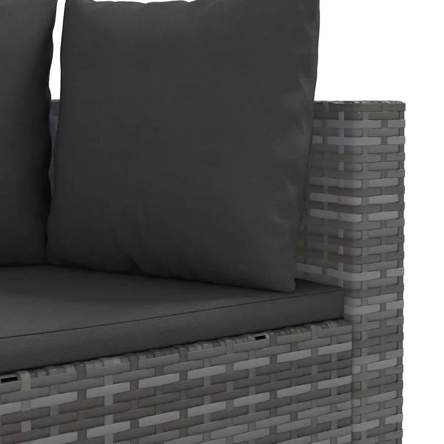 Salon de jardin 4 pcs avec coussins gris résine tressée - 5