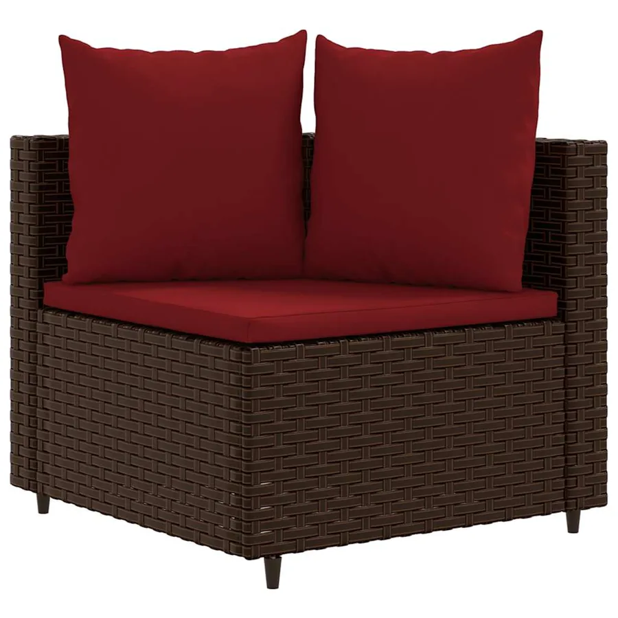 Salon de jardin 10 pcs avec coussins marron résine tressée - 3