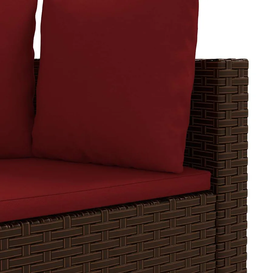 Salon de jardin avec coussins 5 pcs marron résine tressée - 5