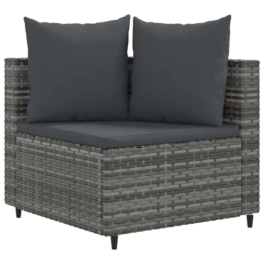 Salon de jardin 9 pcs avec coussins gris résine tressée - 3