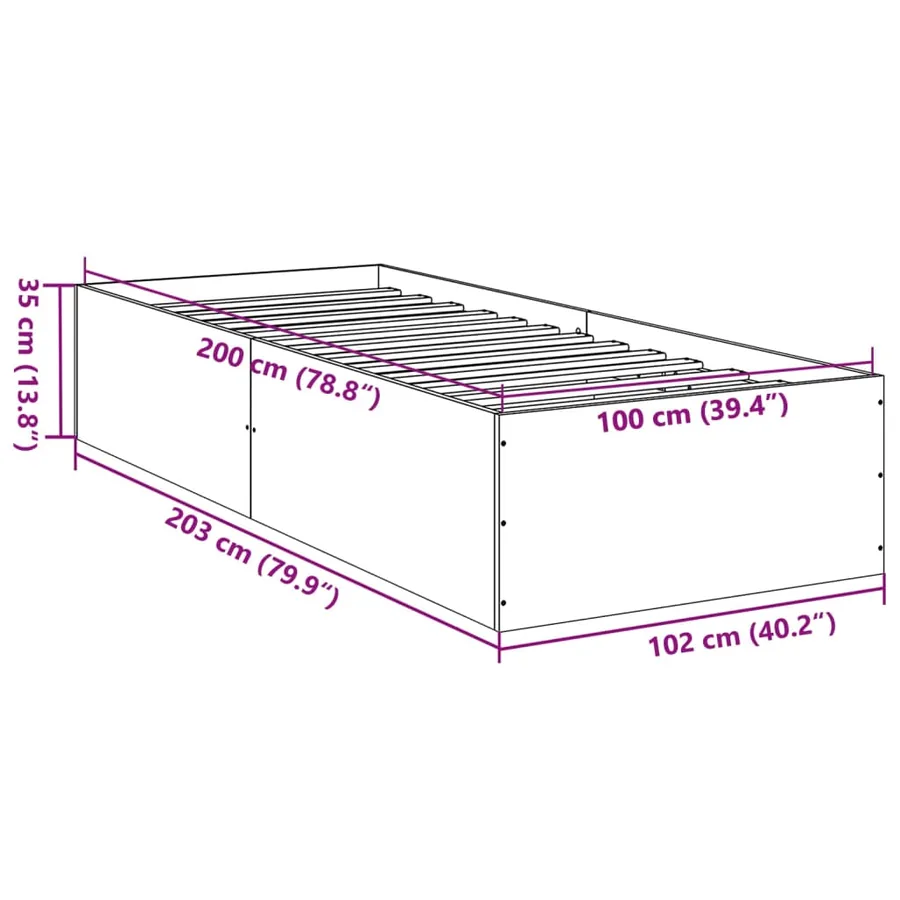 Cadre de lit sans matelas noir 100x200 cm - 10