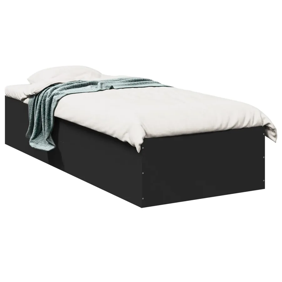 Cadre de lit sans matelas noir 100x200 cm - 2
