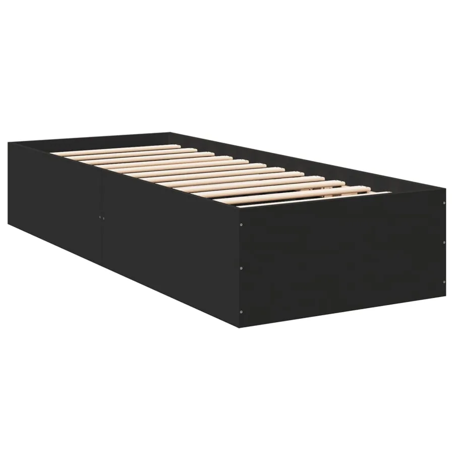 Cadre de lit sans matelas noir 100x200 cm - 3