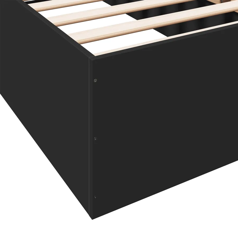 Cadre de lit sans matelas noir 100x200 cm - 7
