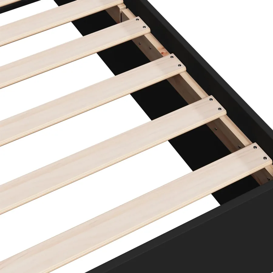 Cadre de lit sans matelas noir 100x200 cm - 8