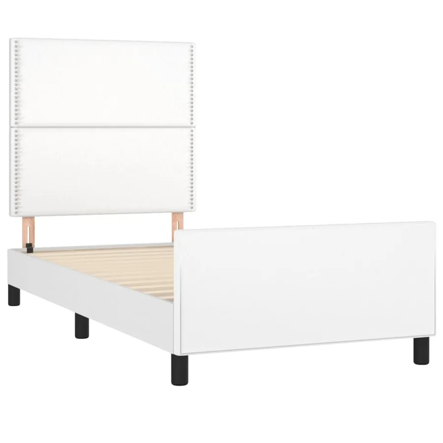 Cadre de lit sans matelas blanc 100x200 cm similicuir - 4