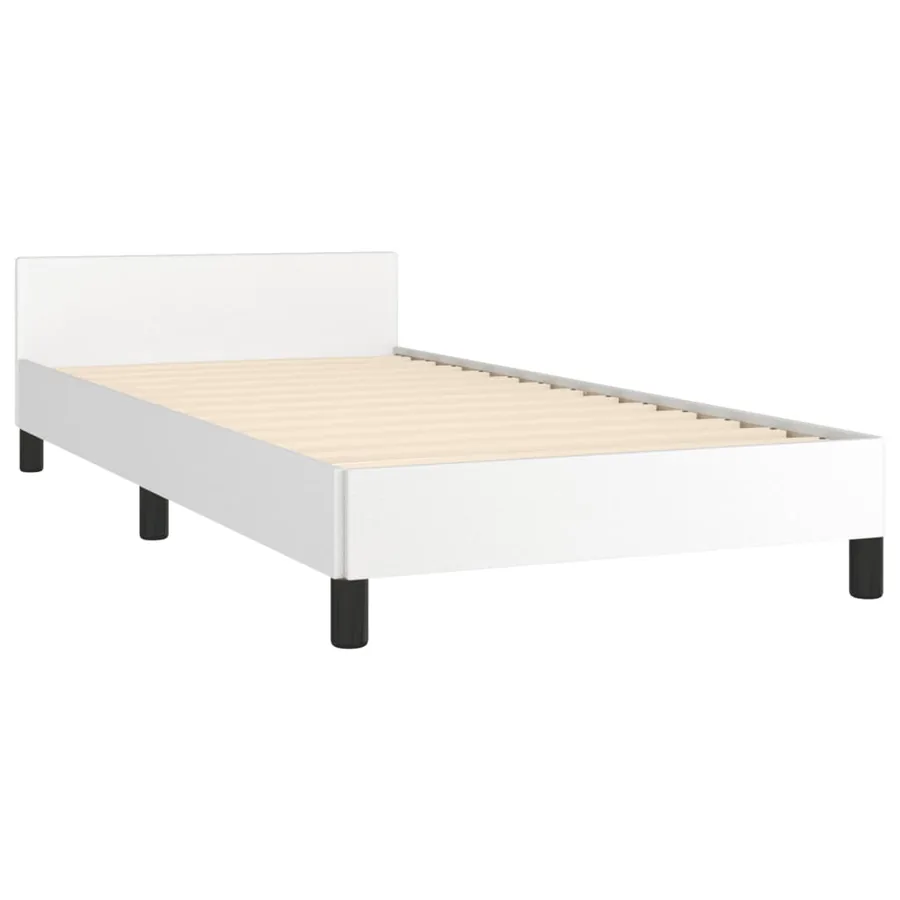 Cadre de lit sans matelas blanc 100x200 cm similicuir - 5