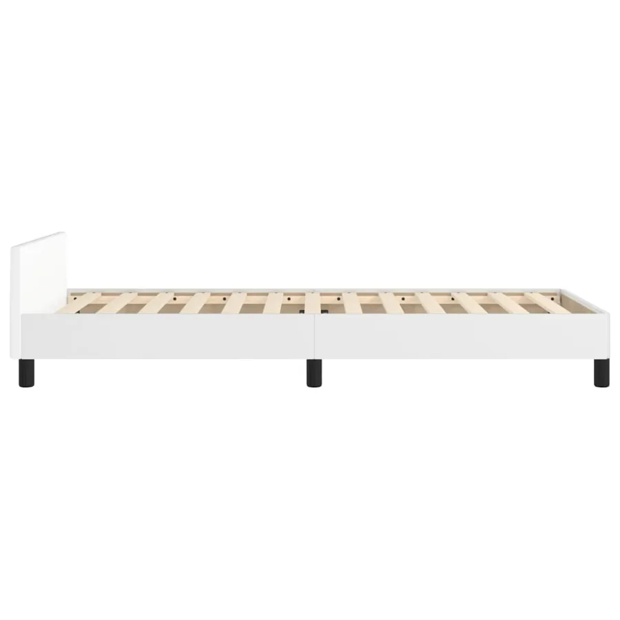 Cadre de lit sans matelas blanc 100x200 cm similicuir - 7