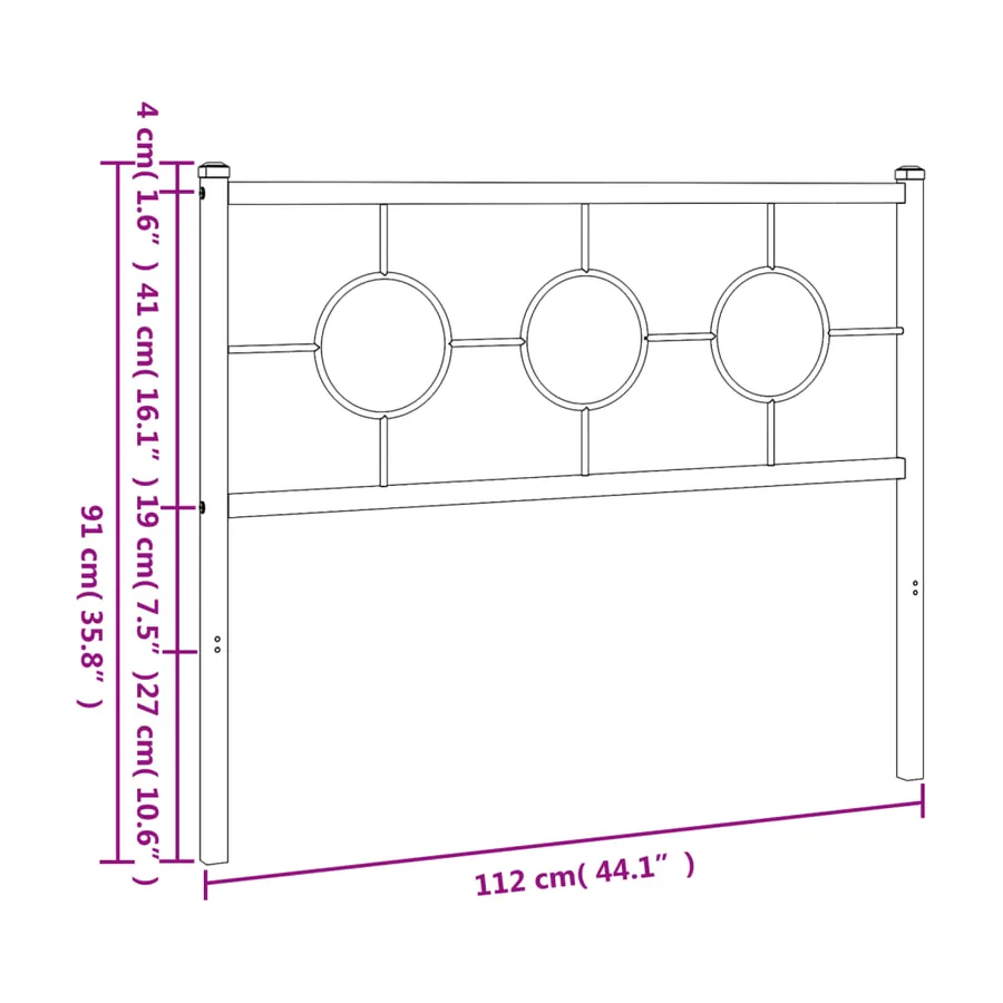 Tête de lit de remplacement métal noir 107 cm - 7