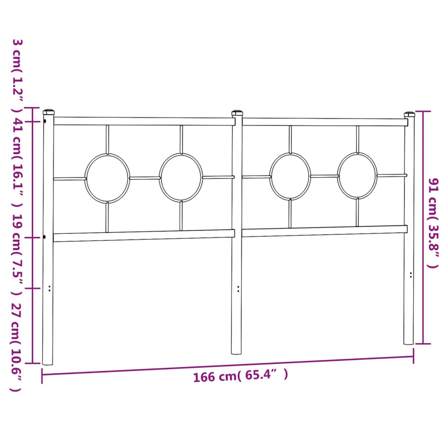 Tête de lit de remplacement métal noir 160 cm - 7