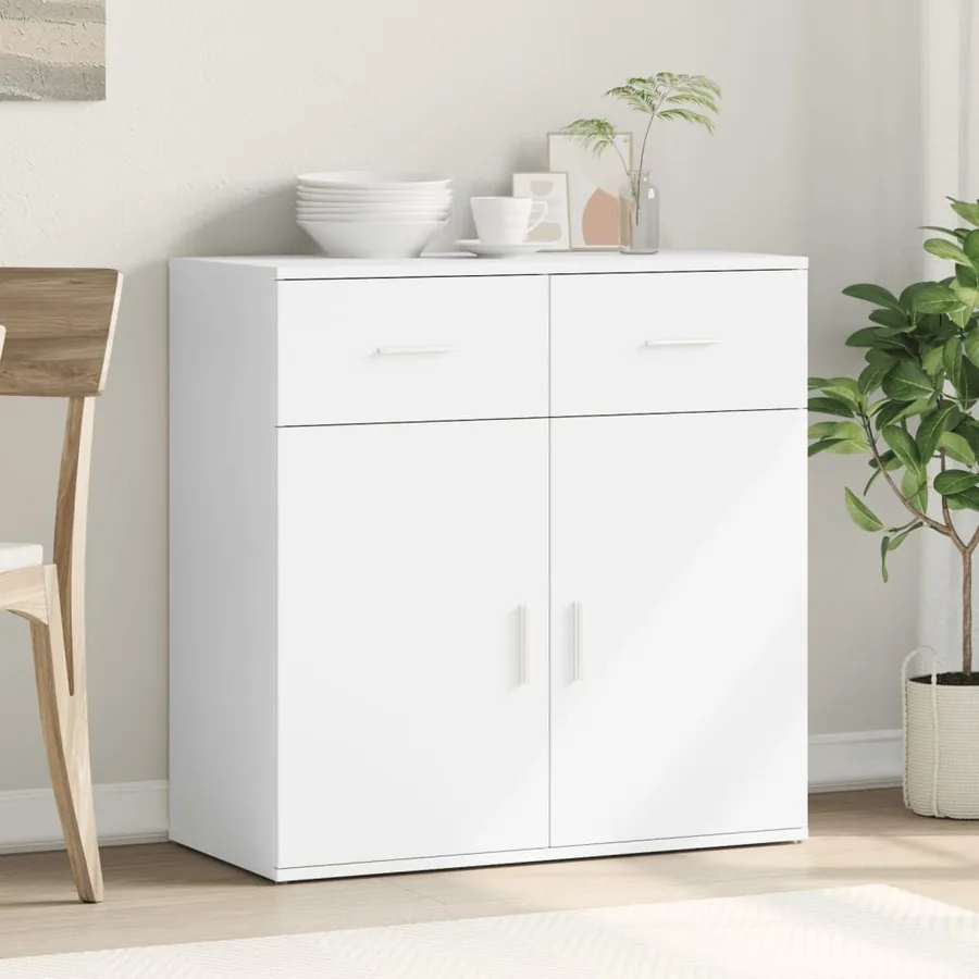 Buffet blanc 79x38x80 cm bois d’ingénierie - 3