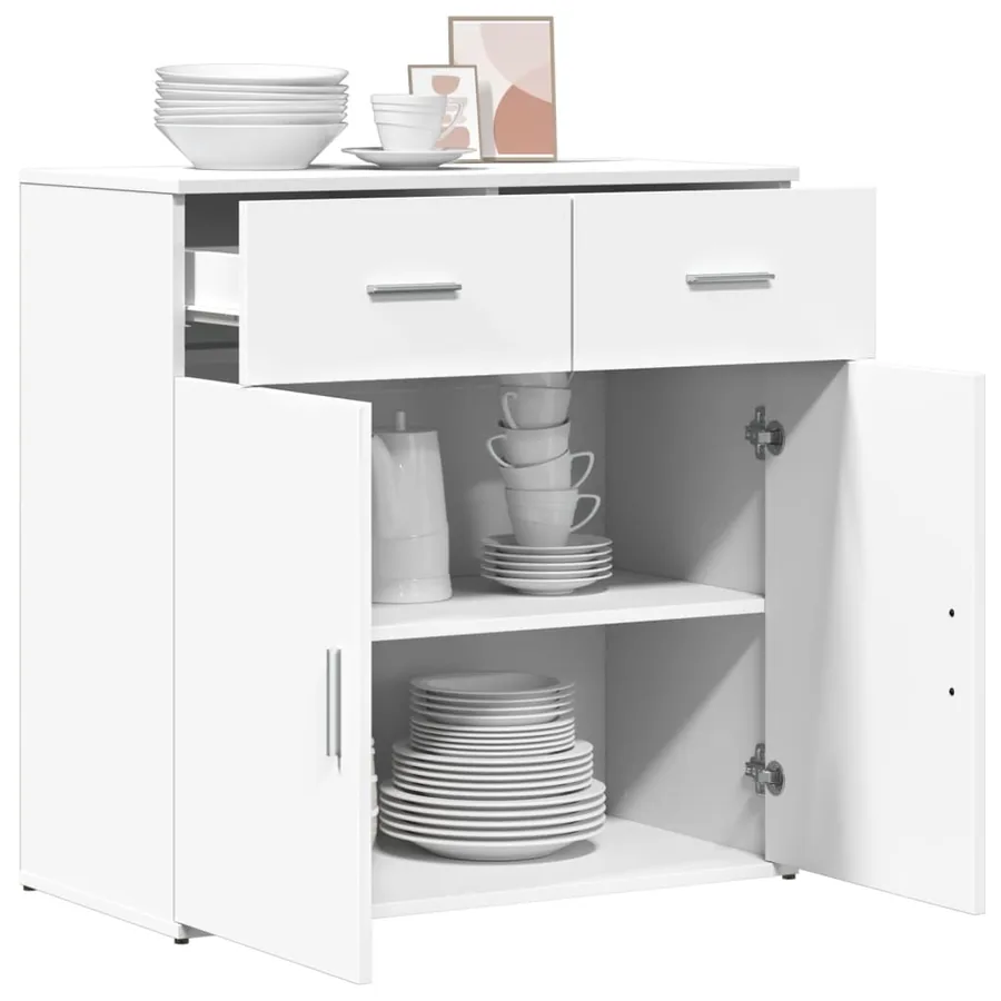 Buffet blanc 79x38x80 cm bois d’ingénierie - 4