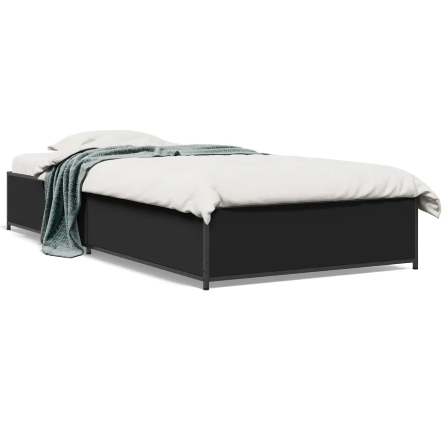 Cadre de lit sans matelas noir 90x190 cm - 2