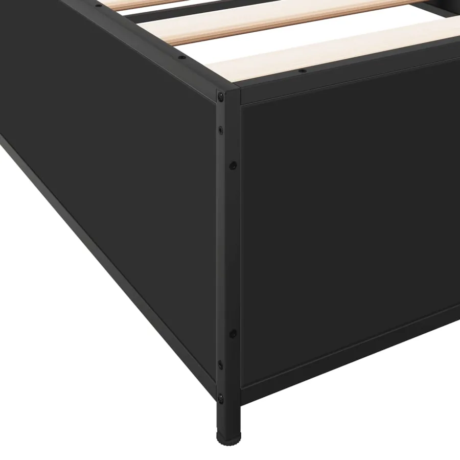 Cadre de lit sans matelas noir 90x190 cm - 7