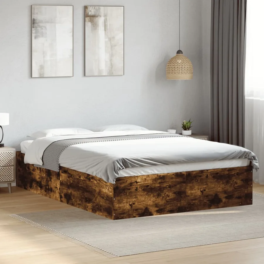 Cadre de lit sans matelas chêne fumé 120x190 cm - 2