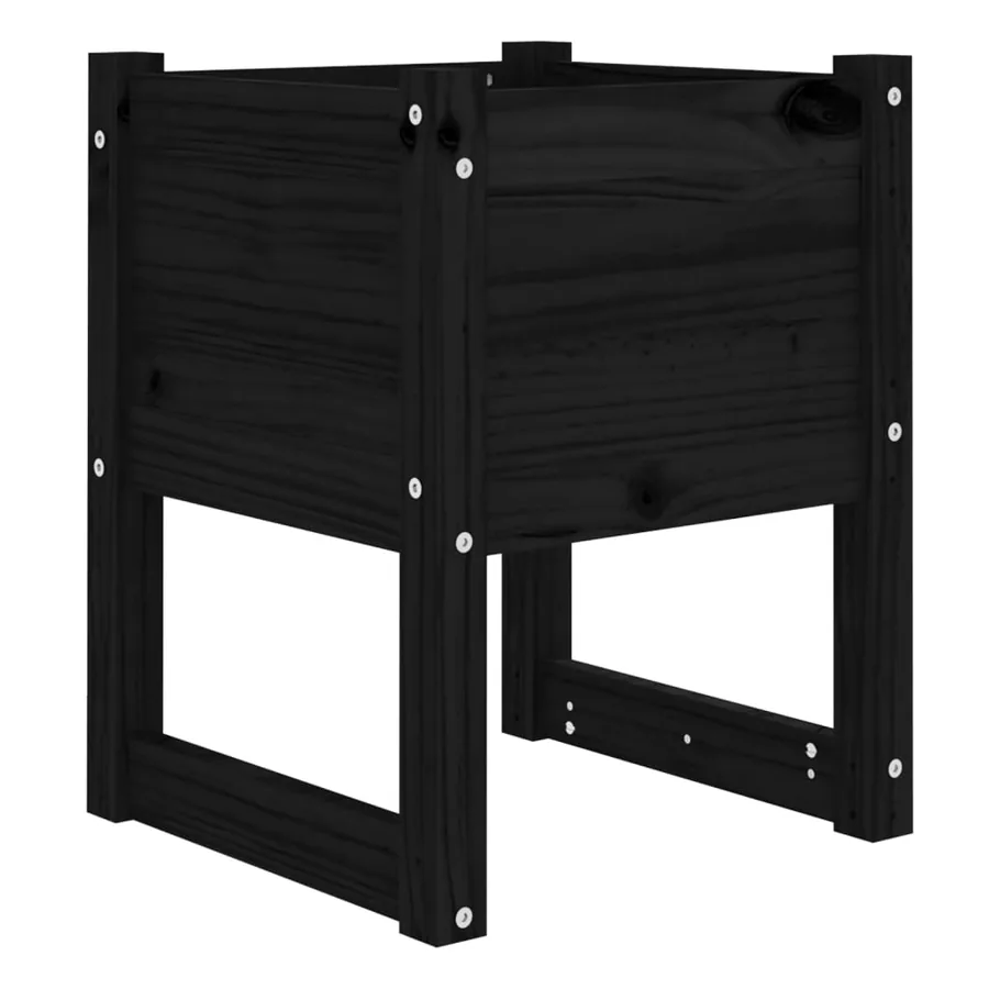 Jardinière Noir 40x40x52,5 cm Bois massif de pin - 2