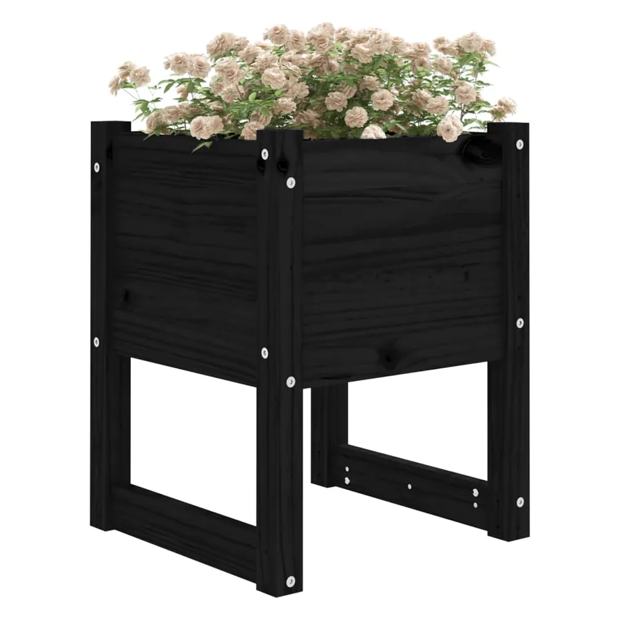 Jardinière Noir 40x40x52,5 cm Bois massif de pin - 3