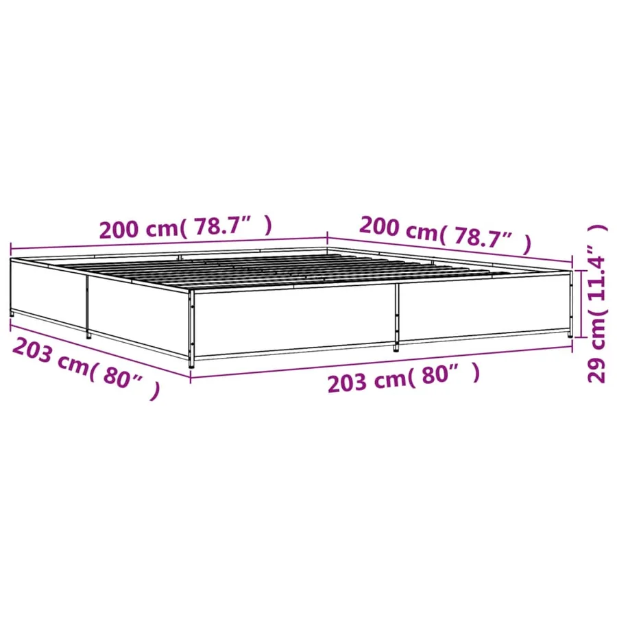 Cadre de lit sans matelas chêne marron 200x200 cm - 9