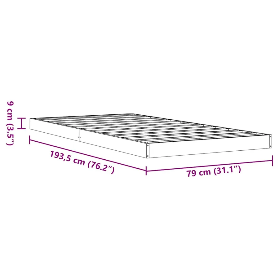 Cadre de lit sans matelas cire marron 75x190 cm bois pin massif - 8