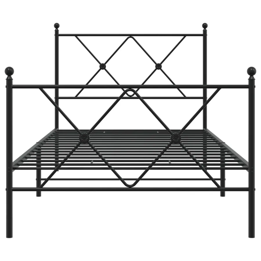 Cadre de lit métal sans matelas avec pied de lit noir 90x190 cm - 4