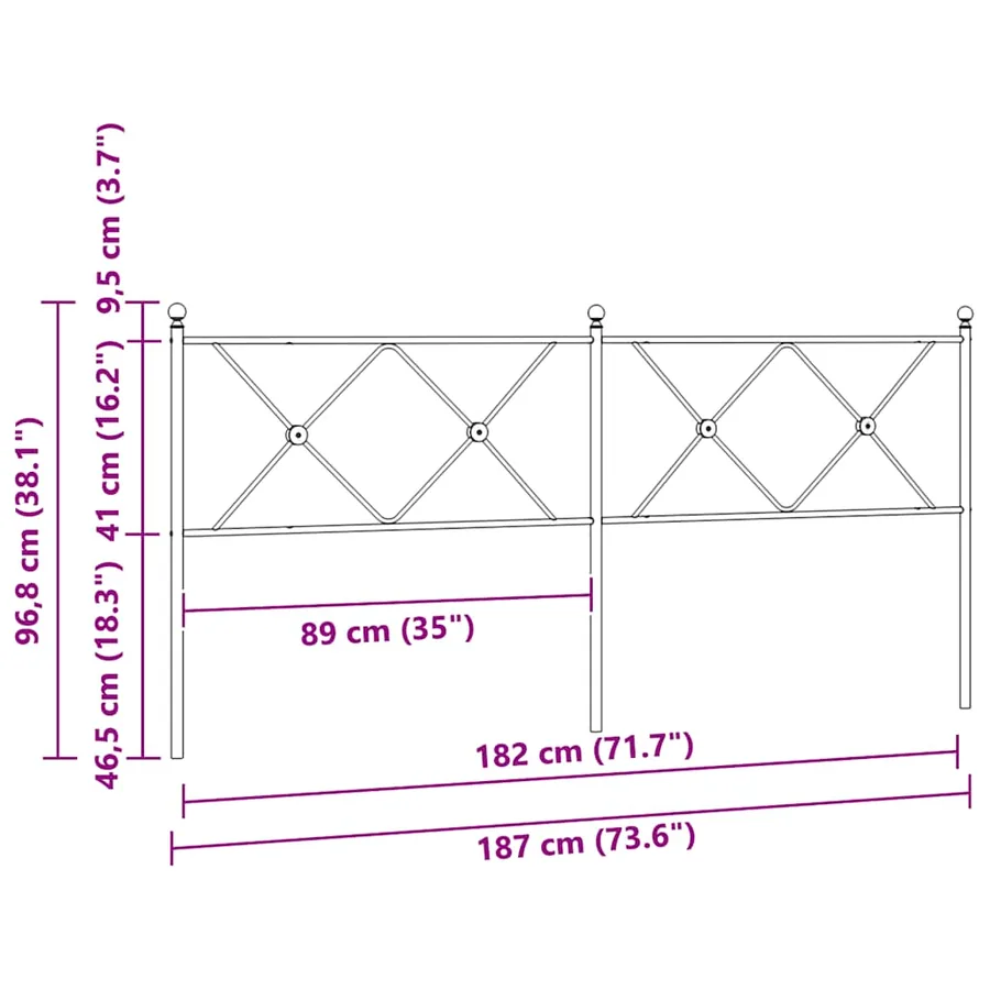 Tête de lit de remplacement métal noir 180 cm - 6