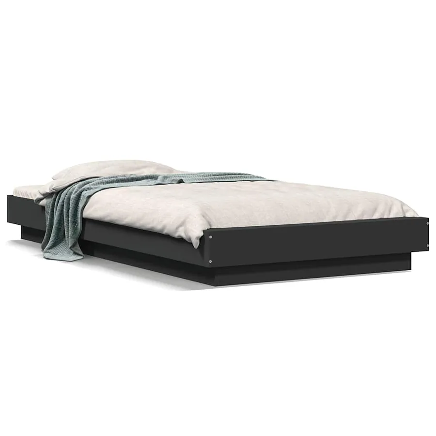 Cadre de lit sans matelas noir 90x190 cm - 2
