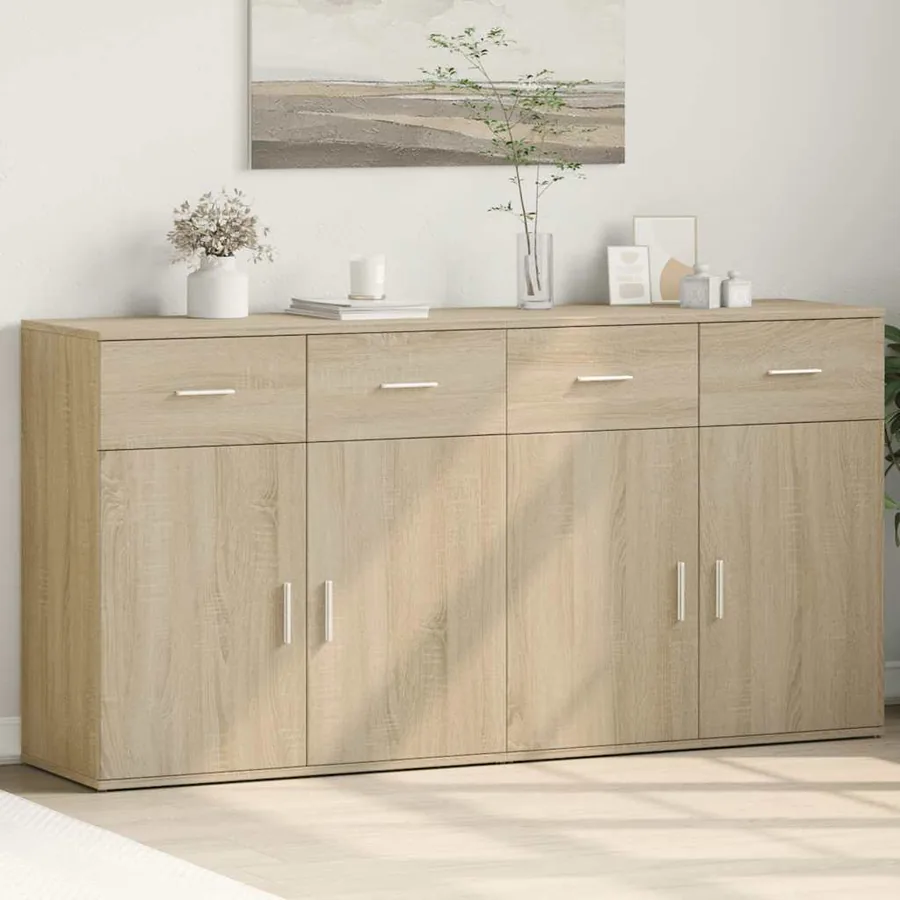 Buffets 2 pcs chêne sonoma 79x38x80 cm bois d'ingénierie