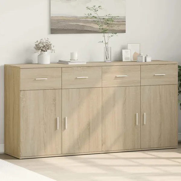 Buffets 2 pcs chêne sonoma 79x38x80 cm bois d'ingénierie