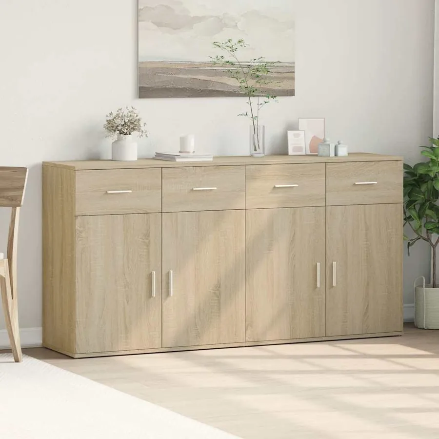 Buffets 2 pcs chêne sonoma 79x38x80 cm bois d'ingénierie - 3