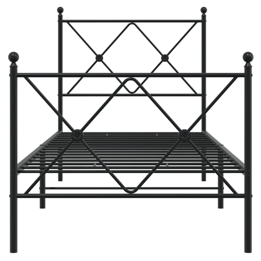 Cadre de lit métal sans matelas avec pied de lit noir 75x190 cm - 4