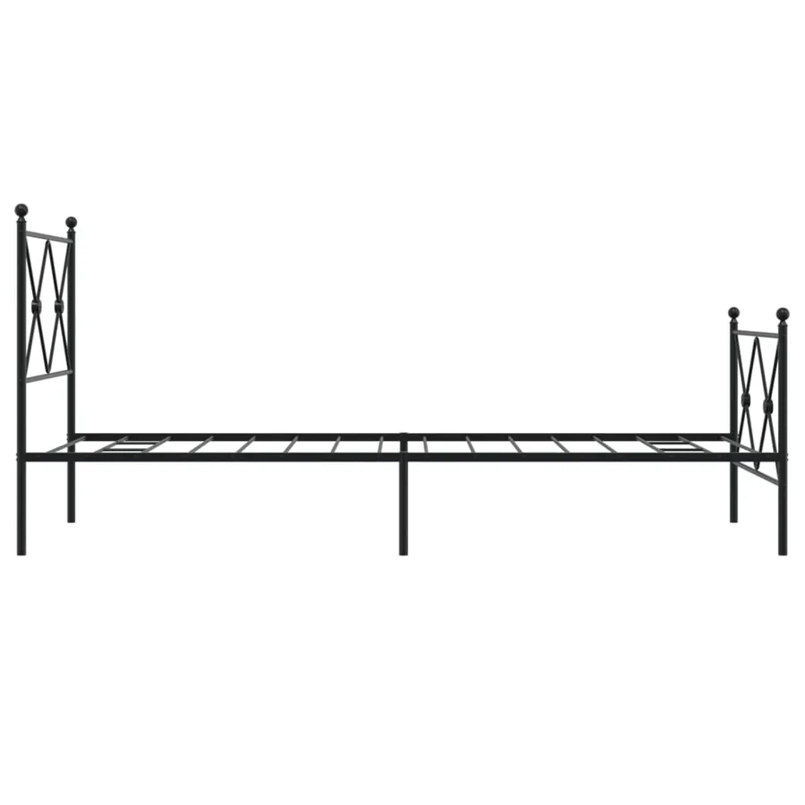 Cadre de lit métal sans matelas avec pied de lit noir 75x190 cm - 5