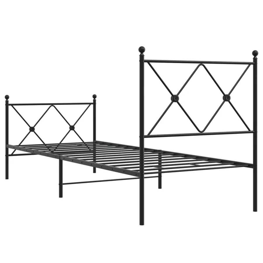 Cadre de lit métal sans matelas avec pied de lit noir 75x190 cm - 6