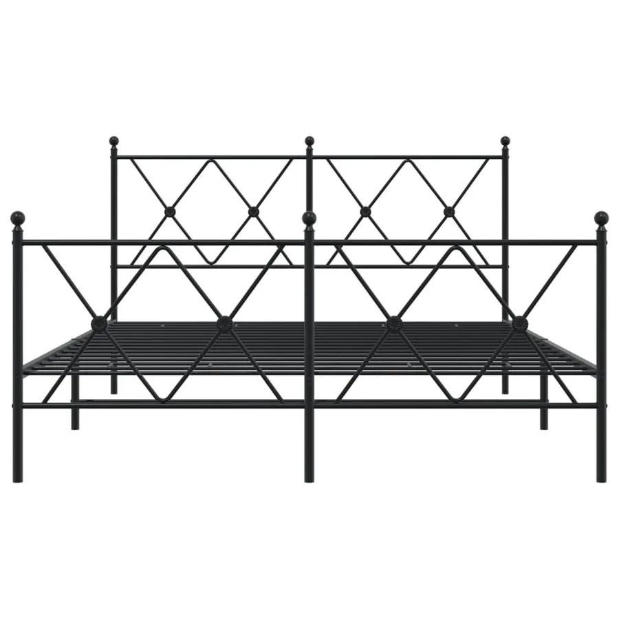 Cadre de lit métal sans matelas avec pied de lit noir 137x190cm - 4
