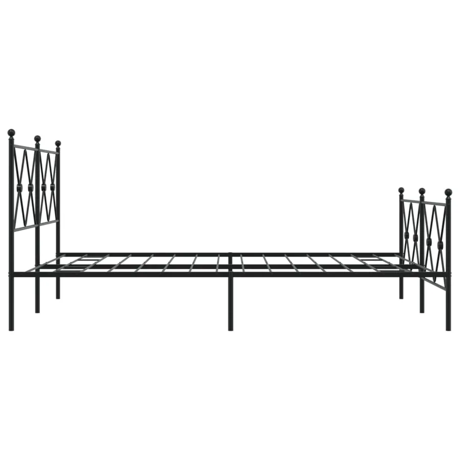 Cadre de lit métal sans matelas avec pied de lit noir 137x190cm - 5