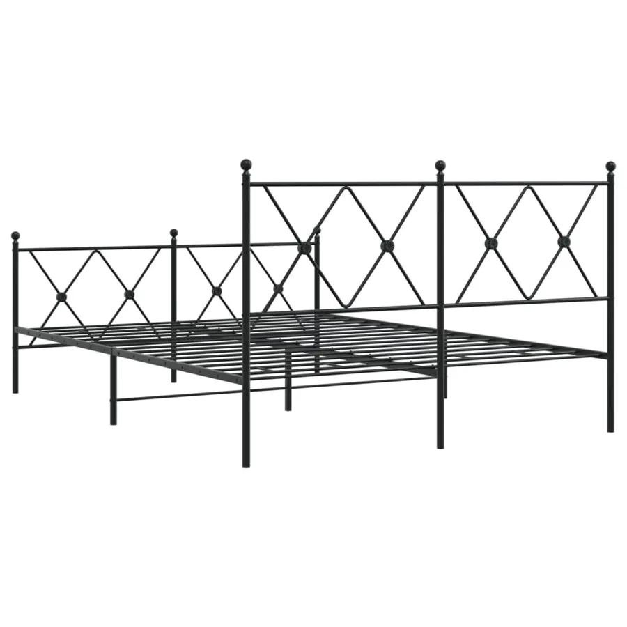 Cadre de lit métal sans matelas avec pied de lit noir 137x190cm - 6
