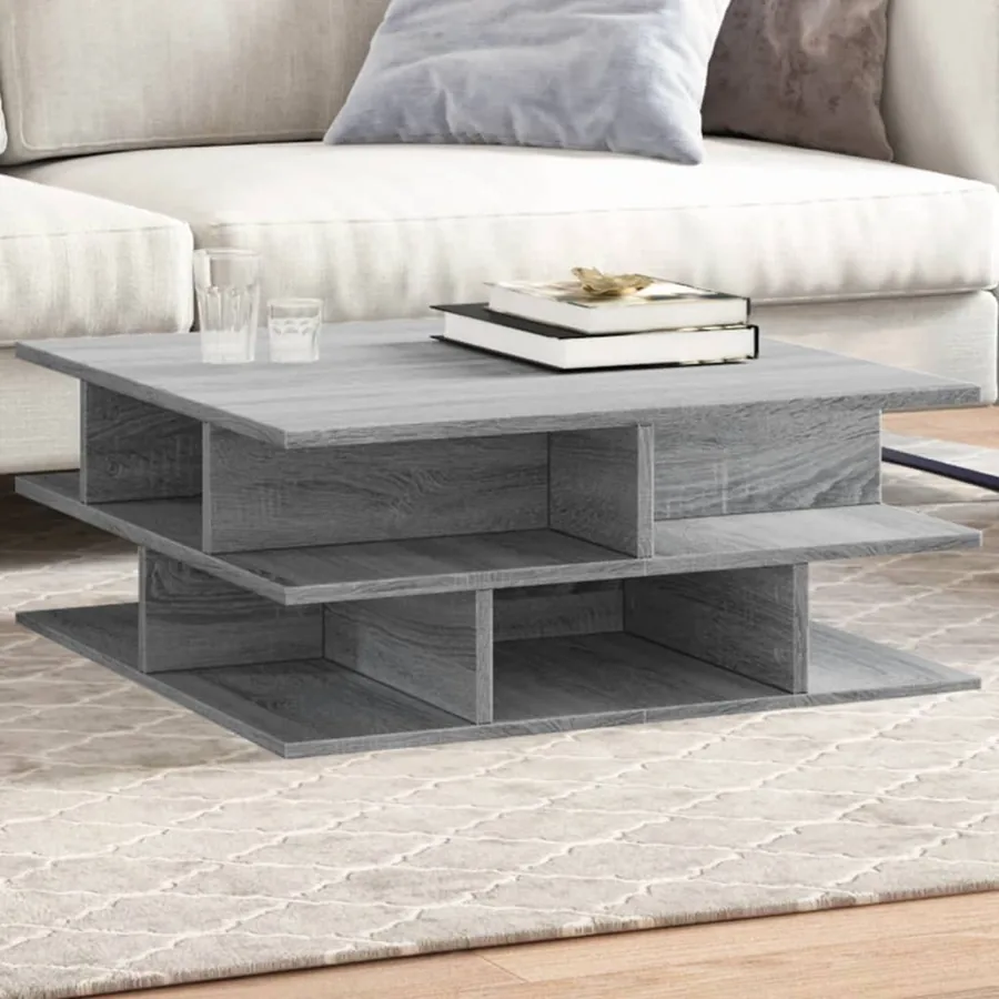 Table basse sonoma gris 70x70x29 cm bois d'ingénierie