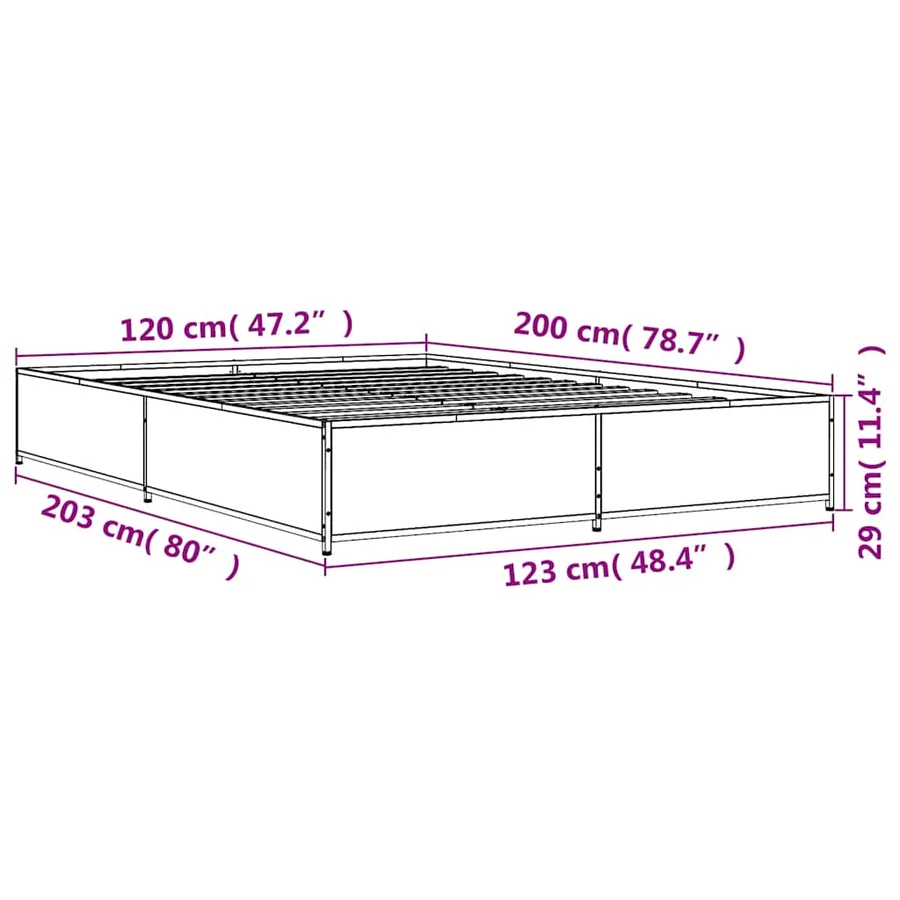 Cadre de lit sans matelas noir 120x200 cm - 9
