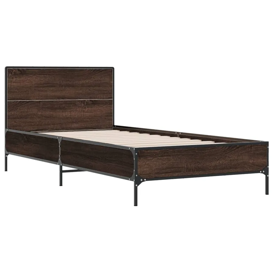Cadre de lit sans matelas chêne marron 75x190 cm - 3