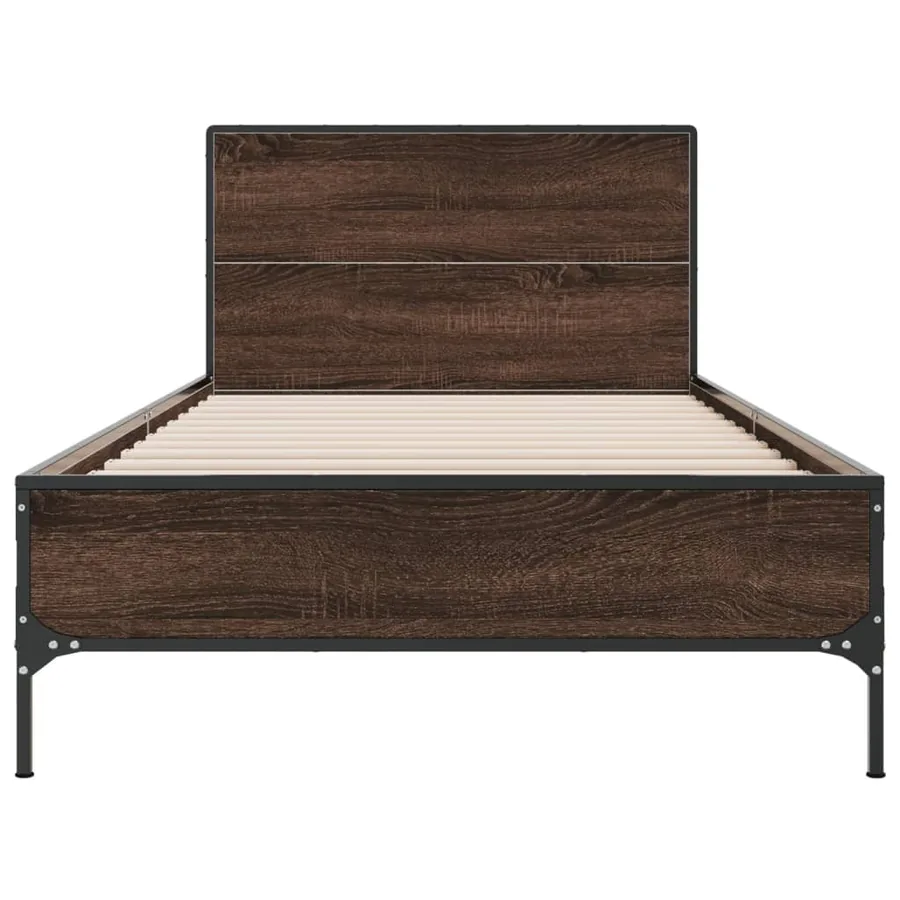 Cadre de lit sans matelas chêne marron 75x190 cm - 4