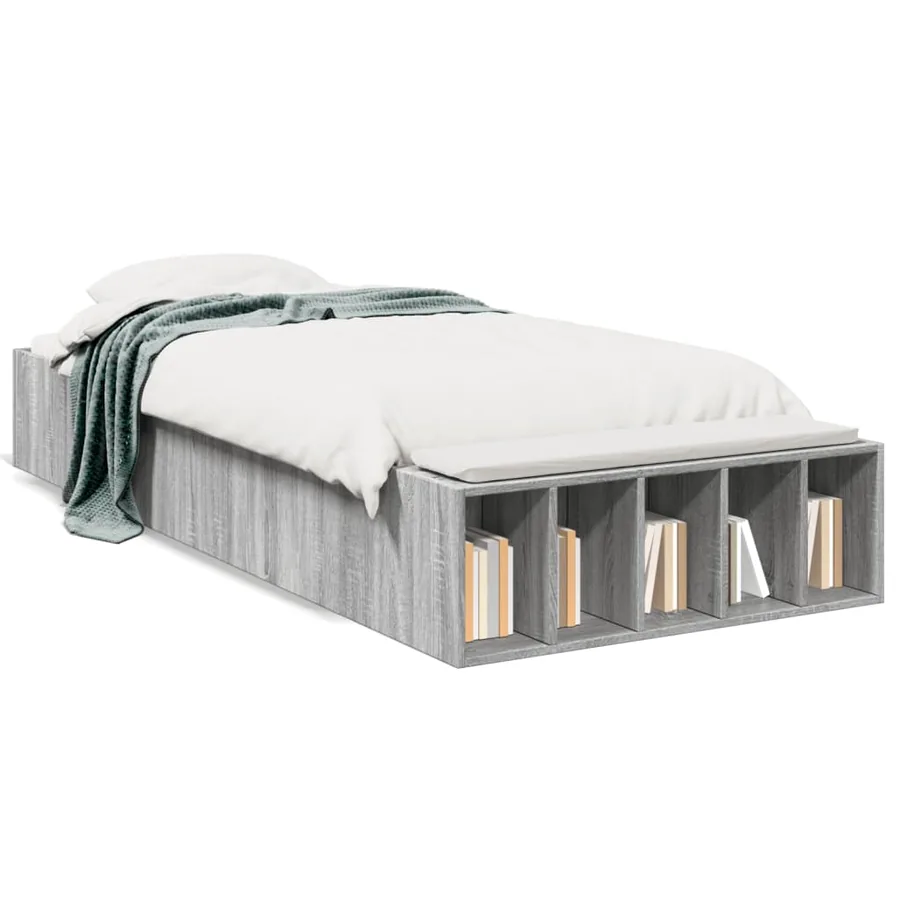 Cadre de lit sans matelas sonoma gris 90x190 cm - 2